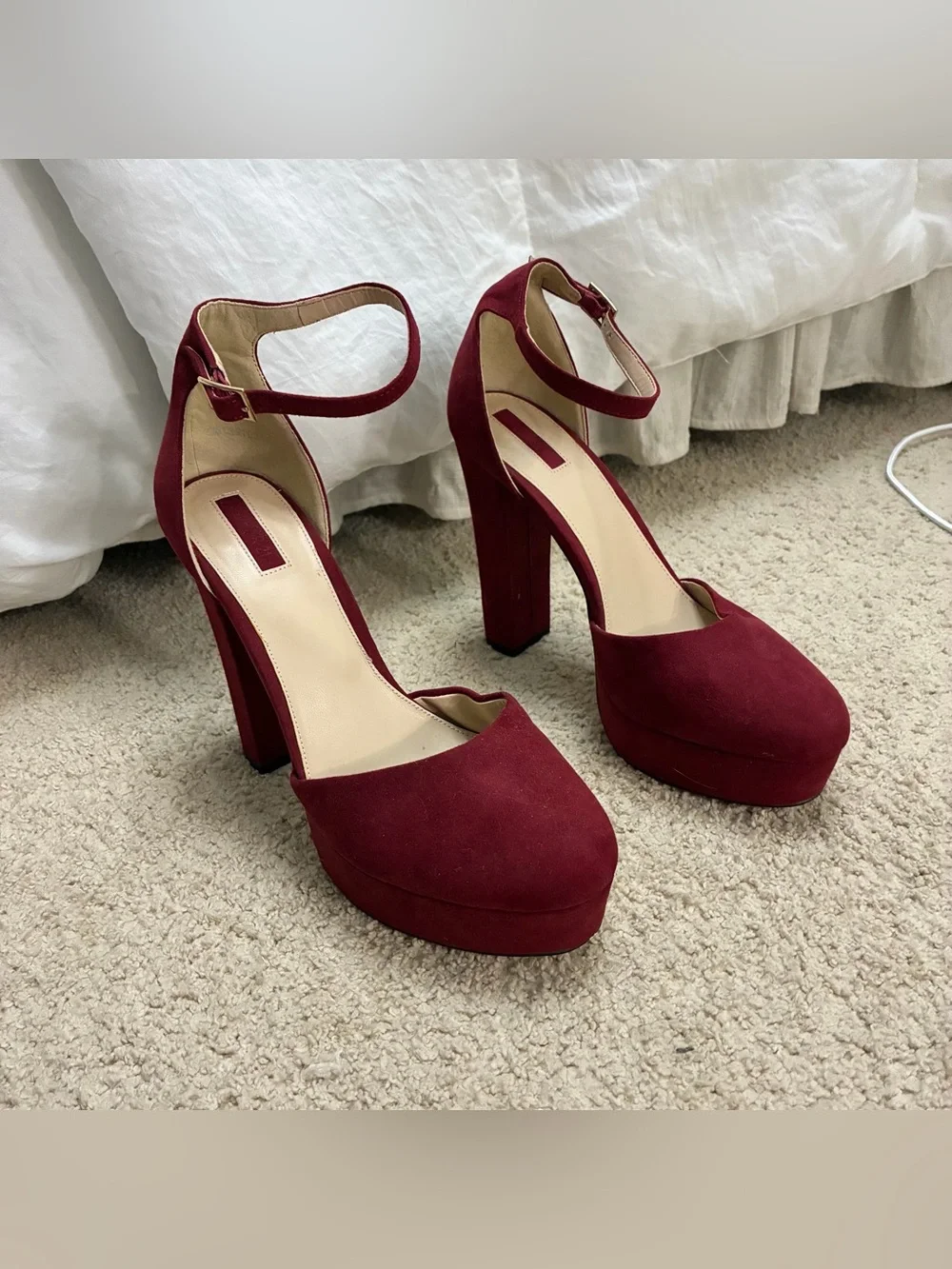 Forever 21 Suede Platform Ankle Strap Heels